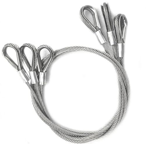 GSCLZ 2PCS 2/3/4/5mm PVC-beschichtete Kabel mit Ring Aluminium Hülse Drücken Multi funktionale Sicherheit Seile Edelstahl Draht Slings(4mm Thick,2M X2PCS)