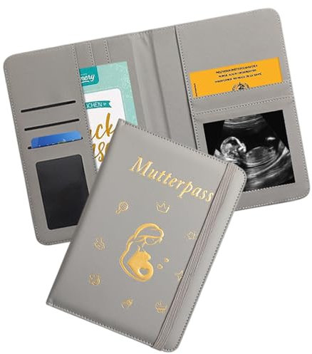 VARKAGE Mutterpass Schutzhülle aus Kunstleder, Mutterpass-Schutzhülle mit 8 Fächern, Mutterpass-Schutzhülle zur Aufbewahrung von Impfpass usw,Süßes Geschenk für Schwangerinen