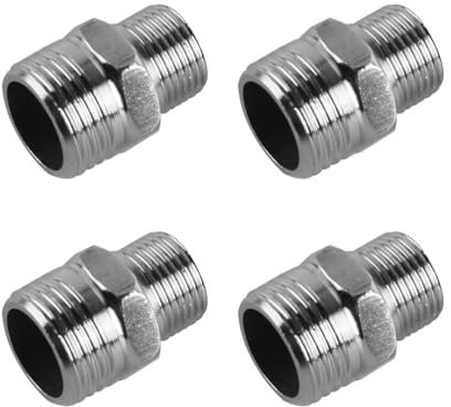Sarini Conectores de Manguera de Ducha de 4 Piezas, Accesorios de plomería para tuberías de Agua, Accesorios de Conector roscado Macho a Hembra, Conector de Manguera de Ducha de Acero Inoxidable