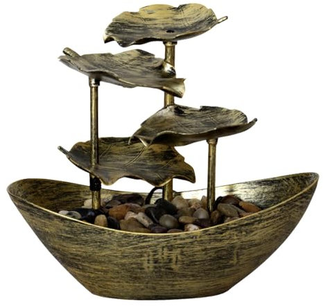 Pequeña Fuente Cascada De Interior - Fuente De Agua De Oficina Con Luces LED Para La Decoración Del Hogar | Fuente De Mesa Relajante, Perfecta Para Sala, Oficina Y Espacios De Medios