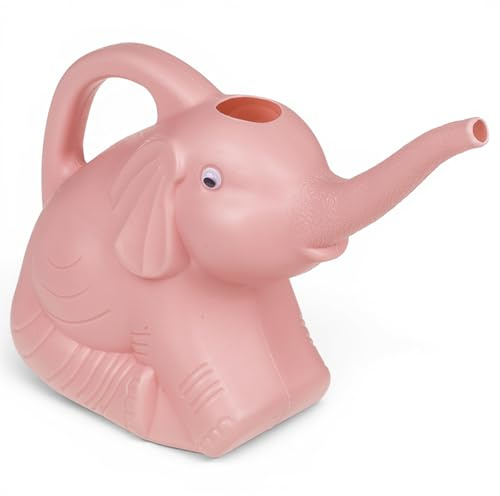 MIJOMA Regadera de elefante – 2 litros, diseño infantil, 29 x 11 x 20 cm, perfecta para jardín y balcón (rosa)