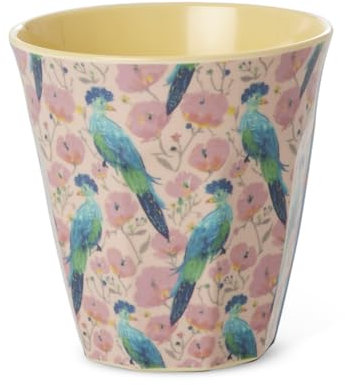 Rice Gobelet en mélamine – Imprimé oiseaux exotiques – Tasse pour enfant – Vaisselle de camping – Tasse à boire en mélamine incassable sans BPA 250 ml