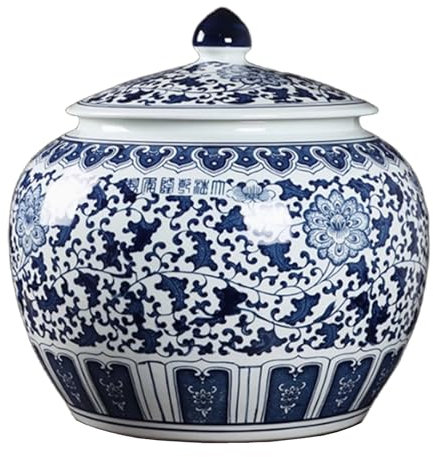 Ceramic Rice Storage Container, Sealed Food Dispenser with Lid, Retro Designed Rice Bucket for Nuts, Snacks, and Pet Food,