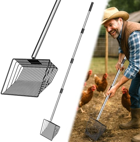 Hühnerkotschaufel, Chicken Poop Scooper, Einstellbare Hühnerschaufel für die Reinigung, Hühnerstall Reinigungswerkzeuge, Siebschaufel für Hühnerstall Trennung (M)