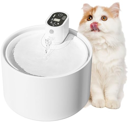 PJDDP Fuente para Beber De Cerámica para Gatos, Fuente Silenciosa para Mascotas, Fuente De Agua Inalámbrica para Gatos con Sensor De Movimiento, Filtros