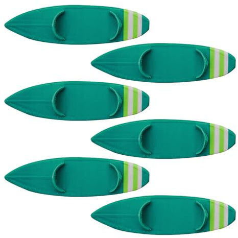 Finger Surfboard, Mini Surf Toy, Fingerboard Collectible, Sturdy ABS Material, Ideal for Car Rides or Desk Display, 4.72x1.34x0.55 Inches, Green Color, 6 Pieces