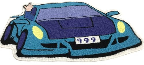 RUILBJM 3D Auto Teppich, Cartoon Spezielle Form Bodenmatte, Badezimmer Anti-Rutsch Matte, Geeignet für Flur Eingang Wohnzimmer Schlafzimmer, Schmutzabweisend Plüsch Teppich (Color 1,60x90cm)