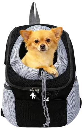 WIYETY Hundetragerucksack Verstellbarer Haustier Rucksack: Faltbar Hundetrage-Rucksack Welpentasche, Atmungsaktiv, Hunderucksack Haustier Rucksack Kleine Hunde für Outdoor Aktivitäten, Schwarz