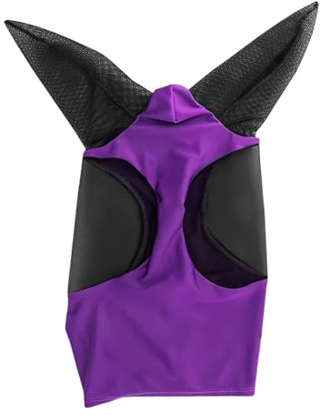 Maschera anti-mosche in maglia elastica, protezione for le orecchie, cappuccio traspirante for equitazione per cavalli(Purple)