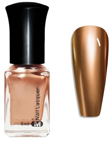Gold Metallic Nail Polish - Mirror Gold Nail Polish - Reflective Shine Chrome Nail Varnish - Long Lasting High Pigmented No Need UV Silky Smooth Nail Art Gifts for Women
