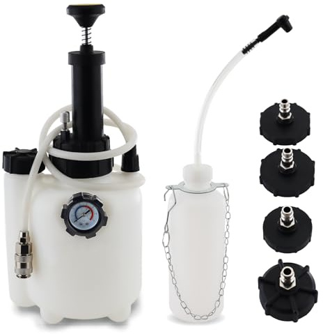 BITUXX Bremsenentlüftungsgerät Bremsflüssigkeitswechselgerät Bremsentlüftungsgerät Bremsenentlüfter Bremsflüssigkeit Brake Bleeding Kit mit Ausgleichsbehälter 4 Adapter Auto KFZ Entlüften Druckluft