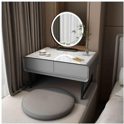 Moderner verstellbarer Schminktisch mit LED-Licht für Schlafzimmer und Fenster, stilvoller Schminktisch mit faltbarem Spiegel, perfekt für Beauty-Enthusiasten