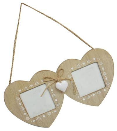 UKCOCO Portafoto da Parete a Forma di Cuore in Legno 26X132X08 CM Cornice Sospesa per Foto Decorativa Espositore Fotografico da Parete per Casa Ufficio e Occasioni Speciali