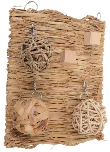 BESPORTBLE Tapis de Couchage en Paille Naturel pour Petits Animaux 6 Pcs – à Mâcher Rafraîchissant pour Lapins, Hamsters, Cochons D’Inde – Accessoire Respirant pour Cages, Lit D’été