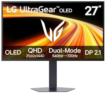 LG Ultragear™ 27GX790B-B 27 Zoll QHD OLED Gaming-Monitor, 540Hz/720Hz Dual Mode, 0,02ms, DisplayHDR True Black 500, AMD FreeSync Premium Pro, 1x DisplayPort 2.1, 2X HDMI 2.1, Schwarz
