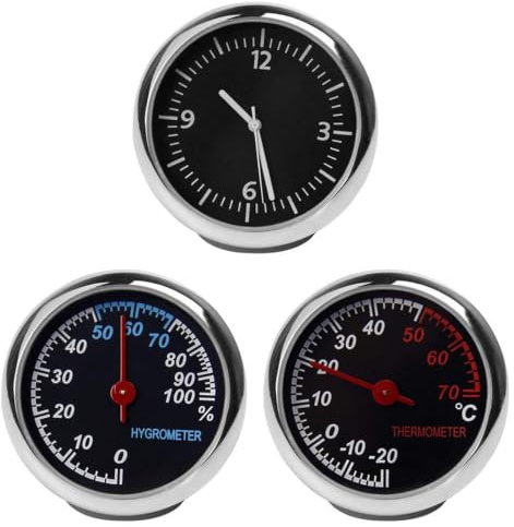 Thermomètre et hygromètre d'horloge de voiture, jauge 3 en 1 de tableau de
