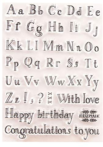 HEALLILY Alphabet Clear Stamps Happy Birthday Congratulations Cards Letters Making Rubber Stamp Educational Toy for Scrapbooking Embossing Album Diary Decoration