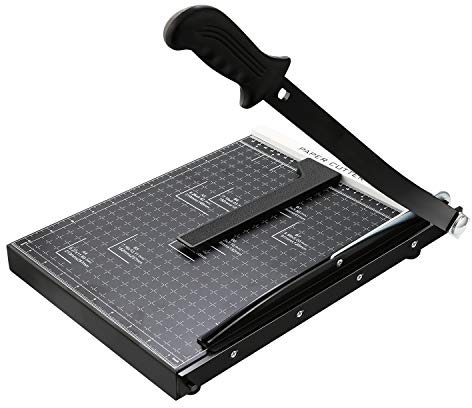 COOCHEER A4 Papierschneider Fotoschneider Hebelschneider Papierschneidemaschine Schneidegerät aus Metall, 325 x 255mm Schnittlänge 470mm, Schwarz