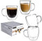 Set di 4 tazze per tè e caffè in vetro con manici, isolamento a doppia parete, resistenti al calore, per cappuccino, latte, tè, tazze termiche (confezione da 4 tazze, 350 ml)