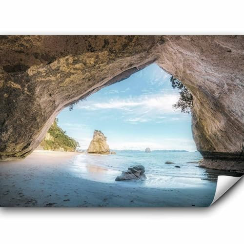 murando - Papier peint panoramique paysage 400x280 cm - Revêtement mural décoration pour chambre salon - Design moderne - Gris blanc noir - Falaise paysage mer plage rochers c-B-0668-a-a