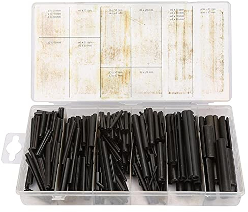 Geschlitzte Federstifte, 450-teiliges Spannstift-Sortiment-Set, splinte sortiment, Stahlspalt-Federdübel-Spannrolle Hohlstift-Sortiment-Set Verschluss-Zubehör-Set für gewerbliche und häusliche Zwecke