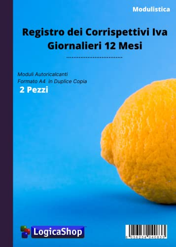 LogicaShop Registro dei Corrispettivi Iva 12 Mesi, Libro Giornale Cassa A4 in Duplice Copia Autoricalcante (2)
