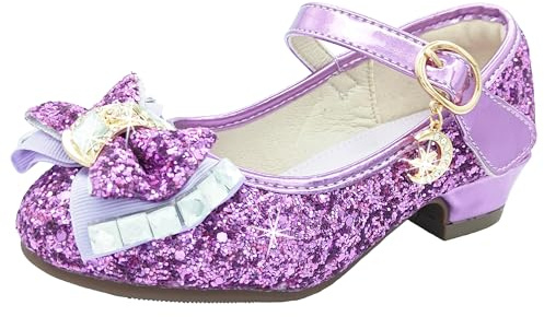 ChinyRoza Scarpe Principessa Bambina Scarpe Tacco Bambina Glitterate Scarpe Ballerine Bambina Scarpe Brillantini Bimba Scarpe Glitter Tacchi Bimba Eleganti Cerimonia Principessa Regalo Bambina EU26-36