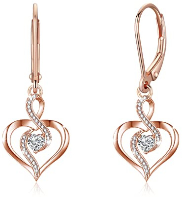 Herze Ohrringe Silber 925 Hängend Herzen Ohrringe Mädchen Ohrhänger Unendlichkeit Schmuck Geschenk für Damen
