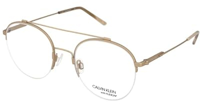 Calvin Klein CK19144F 716 Satin Light Gold Eyewear Man Flexon, Round, 50