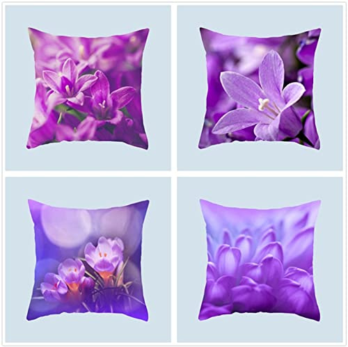 Tinnoon Kissenbezug 70x70cm 4er SetBoho Wohnzimmer Outdoor Deko, Schlafzimmer Zimmer Dekor Kissenhülle Kissenbezüge mit Verstecktem Reißverschluss, Couchkissen, Sofakissen Weinachten Blaue Blumenrose