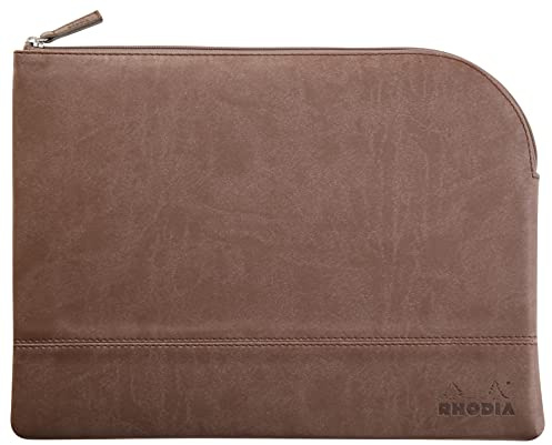 Rhodia 116724C - Rhodiarama pochette zippé en simili cuir italien - taille L (21x28 cm) CHOCOLAT