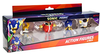 Sonic Prime Action Figures 4 Pack Set 1 | 4 7.5cm Sonic The Hedgehog Articulated Figures Based On the Netflix TV Show | Sonic Toys Make Great Gaming Merchandise For Adults And Kids