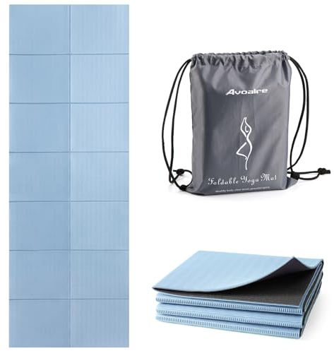 Avoalre Yogamatte 173X61CM Faltbare Gymnastikmatte rutschfest und leicht, Tragbare Trainingsmatte 5MM Yoga Matte für Reise,Yoga, Pilates & Workout