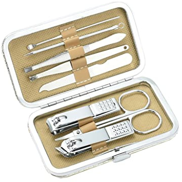 Set de Manicura Pedicura Cajeras de uñas for adultos conjunto Clippers de uñas Kit de pedicura File Nail Clippers Manicure Beauty Kit con estuche de cuero portátil Manicura Pedicura Kit ( Color : B-8-