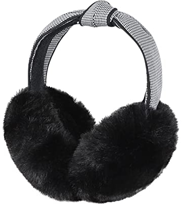 Ohrenwärmer Winter Damen Mädchen Ohrenschützer Plüsch Faltbar Earmuffs Warm Flauschig Ohrenwärmer Modisch Ohrenklappen Winteraccessoire Ohrenabdeckung Ohrenwärmer für Fahrrad Ski Outdoor Schwarz