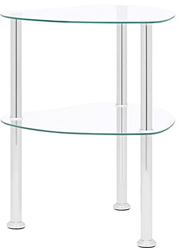 GuyAna Beistelltisch mit 2 Ablagen Transparent 38x38x50 cm Hartglas Garten Bistrotisch Kleiner Tisch Outdoor