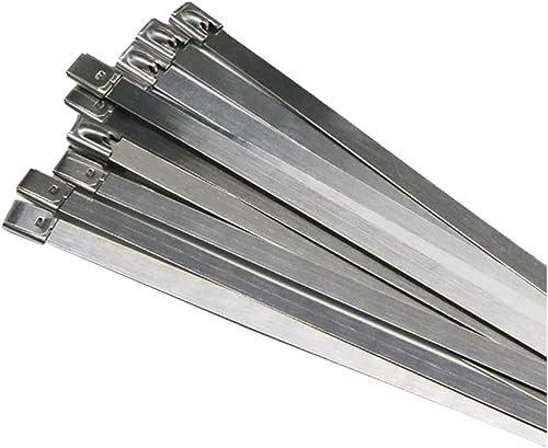 Bridas de acero,Bridas, 10 Unids SS304 Sujetacables de Acero Inoxidable 4.6mm Autoblocante Cremallera Envoltura de Escape Correas Metálicas Recubiertas Arnés de Cableado Marino (Color : Silver, Size :