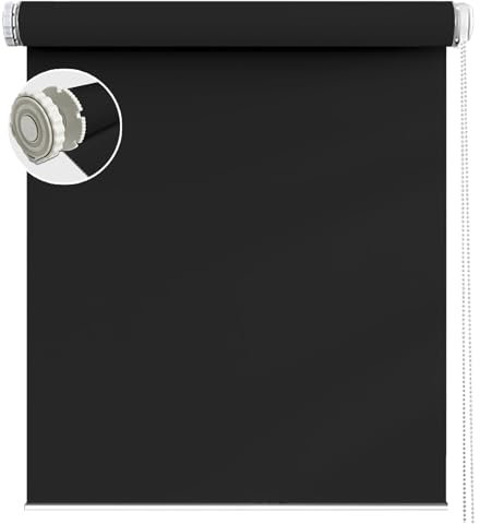 Seitenzugrollo für Fenster und Tür 35 x 130 cm Hitzeschutz und Sichtschutz Fensterdecor Sichtschutz-Rollo mit Kette, für Schlafzimmer, Küche, Schwarz