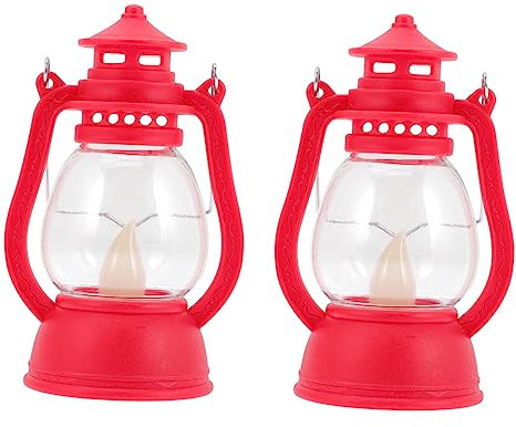 Milisten 2stücke Retro Laterne Camping Rote Kunststoff Laternen Für Garten Und Zeltbeleuchtung Außenlampe Kompakt Und Leicht