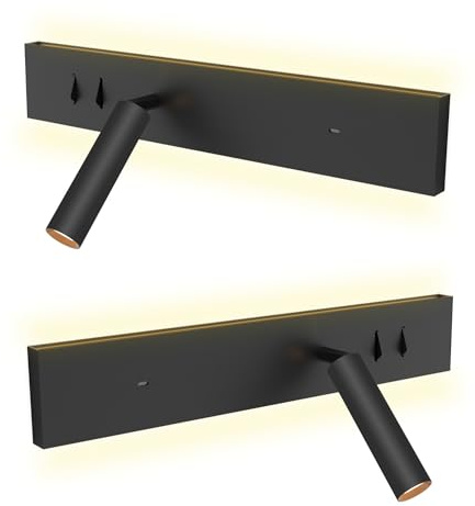 kalb I Avay Bett-Panel mit USB-C, Moderne LED Wandlampe, Flexibles Leselicht mit Lademöglichkeit, Nachtlicht für Schlafzimmer, Energiesparende USB-C Nachttischlampe & Spot schwarz (Linke/Rechte Seite)
