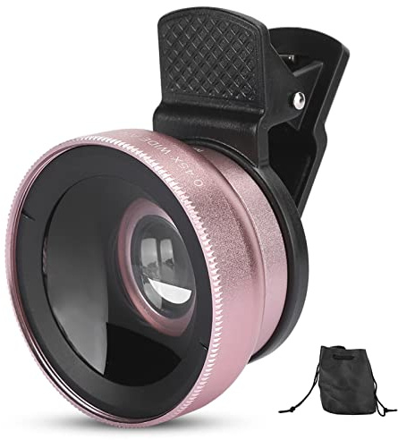 Obiettivo Per Fotocamera del Telefono, Obiettivo Professionale 2 in 1 Super Grandangolare E Macro 0,45X Per Telefono Cellulare, Obiettivo HD Rimovibile con Custodia, Compatibile con Telefoni E Tablet