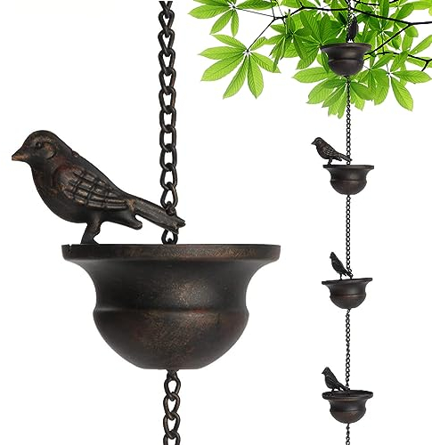 Obelunrp Regenkette, 2,4 m Metallvogel Regenketten für Außen
