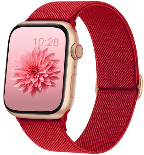 AMSKY Elastisch Solo Loop Band Kompatibel mit Apple Watch Armband 40mm 44mm 42mm 46mm 41mm 45mm 38mm 49mm Damen Herren, Textil Stoff für iWatch Armband Series 11 10 9 8 7 6 5 4, SE Ultra 3 2 1