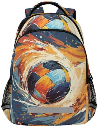 Wzzzsun Aquarell Sport Handball Rucksack Jungen Schulrucksack Mädchen Schulranzen Kinder Reflektierender Schultasche Kinderrucksack Für Schule