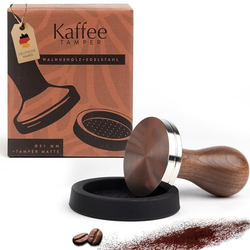 MELOX Kaffee Tamper 58 mm - Barista Stampfer aus Edelstahl & Walnussholz | Gastro Kaffee-Stampfer mit Holzgriff - Kaffeestempel mit hohem Anpressdruck - Kaffee & Espresso Stempel für Siebträger