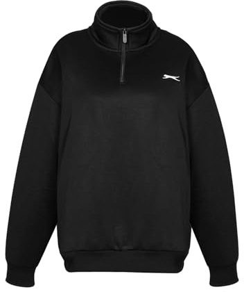 Slazenger Womens Funnel Neck Quarter Zip Sweatshirt Top Black XS