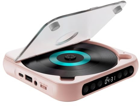 tuwiwol Leichter und tragbarer CD Player mit Kopfhörern für Musikliebhaber. Tragbarer ABS CD Player mit Kopfhörern wie CD, Rosa