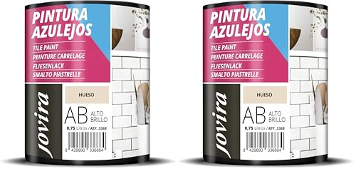 JOVIRA PINTURAS Peinture Carrelage Donnez une nouvelle image à votre cuisine et salle de bain. (750 ml, Blanc Ivoire) (Lot de 2)