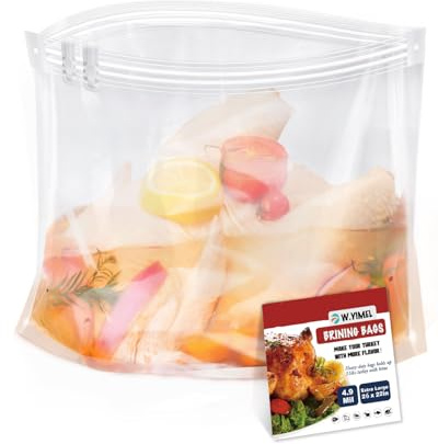Turkey Brine Bag, 26×22, 2 Pack, Extra Large Brining Bags for Thanksgiving Turkey, Chicken, Beef, Fish, Pork - Holds up to 35lbs, Double Zipper Heavy Duty Brine Bag with 2 Cotton Strings & Clips