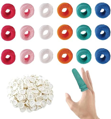 48 Finger Bandage,Finger Stall,Finger Bandages Tubular,Including Cotton Finger Cots and Rubber Gloves,Used for Wound Support and Protection,Very Suitable for Sports and Physical Labor